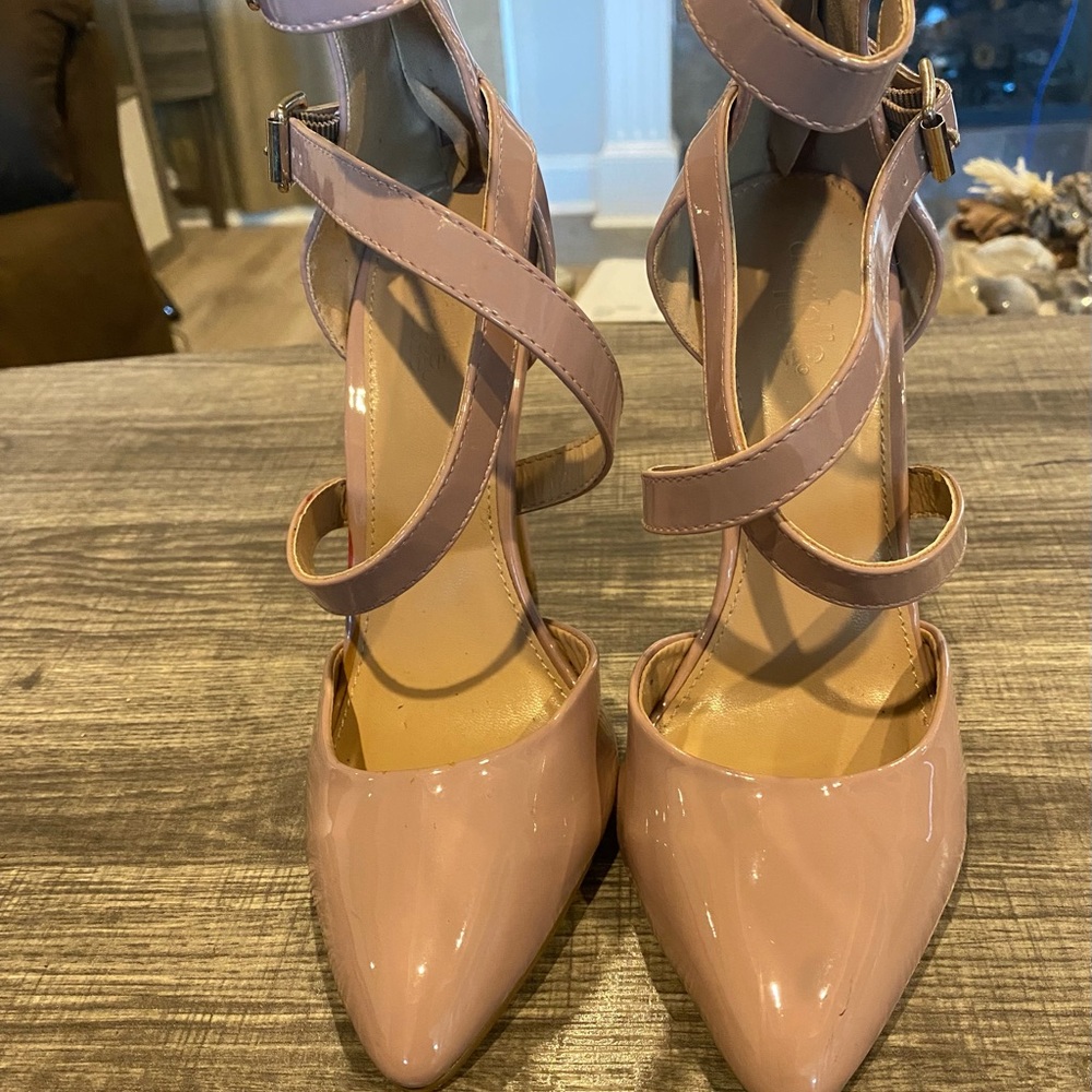 Mauve cross strap heels